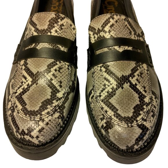 Sam Edelman Circus Desmond Loafers Women 10 M Faux Snake Skin Black Gray Slip On - Picture 7 of 16